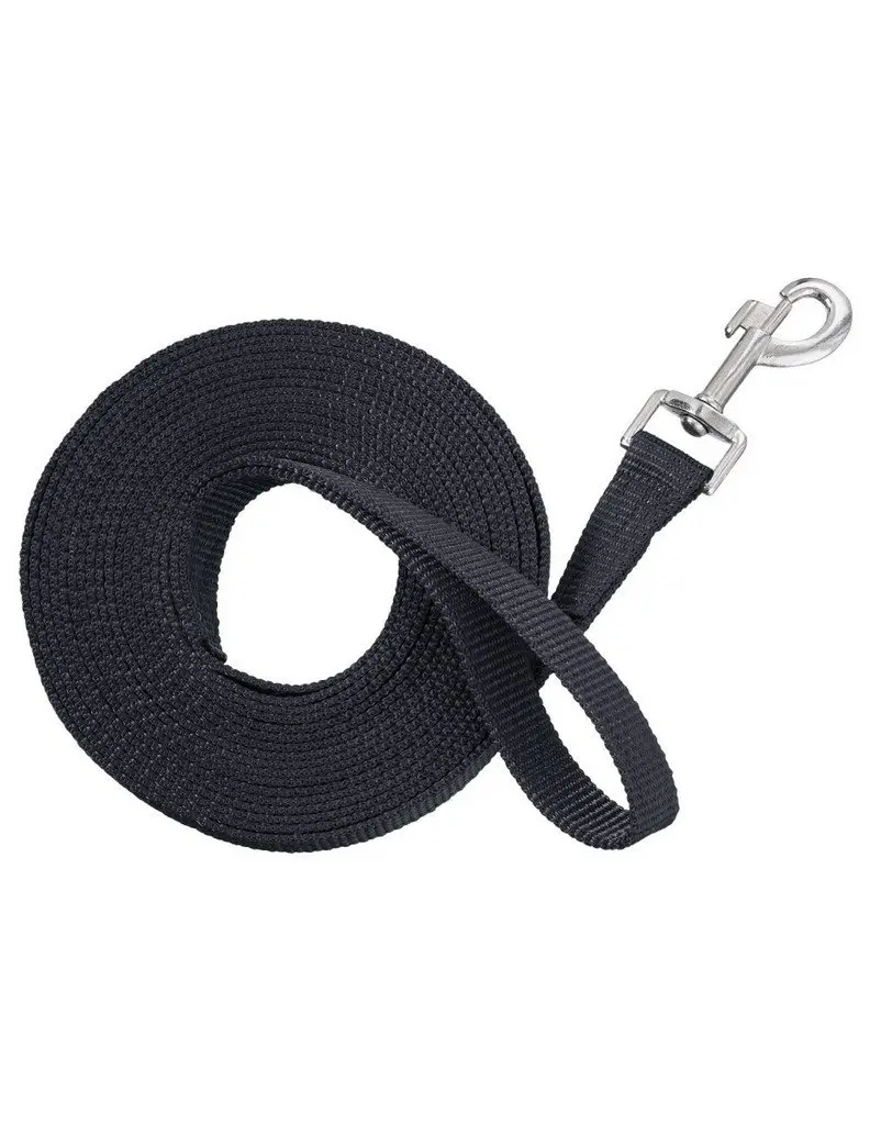 Tough 1 Nylon Web Lunge Line, Black, 1" x 20' | Durable nylon for horse lunging - main product image