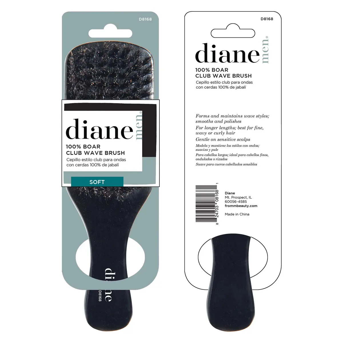 Diane Boar Bristle Club Brush for Waves & Smoothing | Fine to Medium Hair Detangler (17.25in x 2.25in x 8.5in) - view 5
