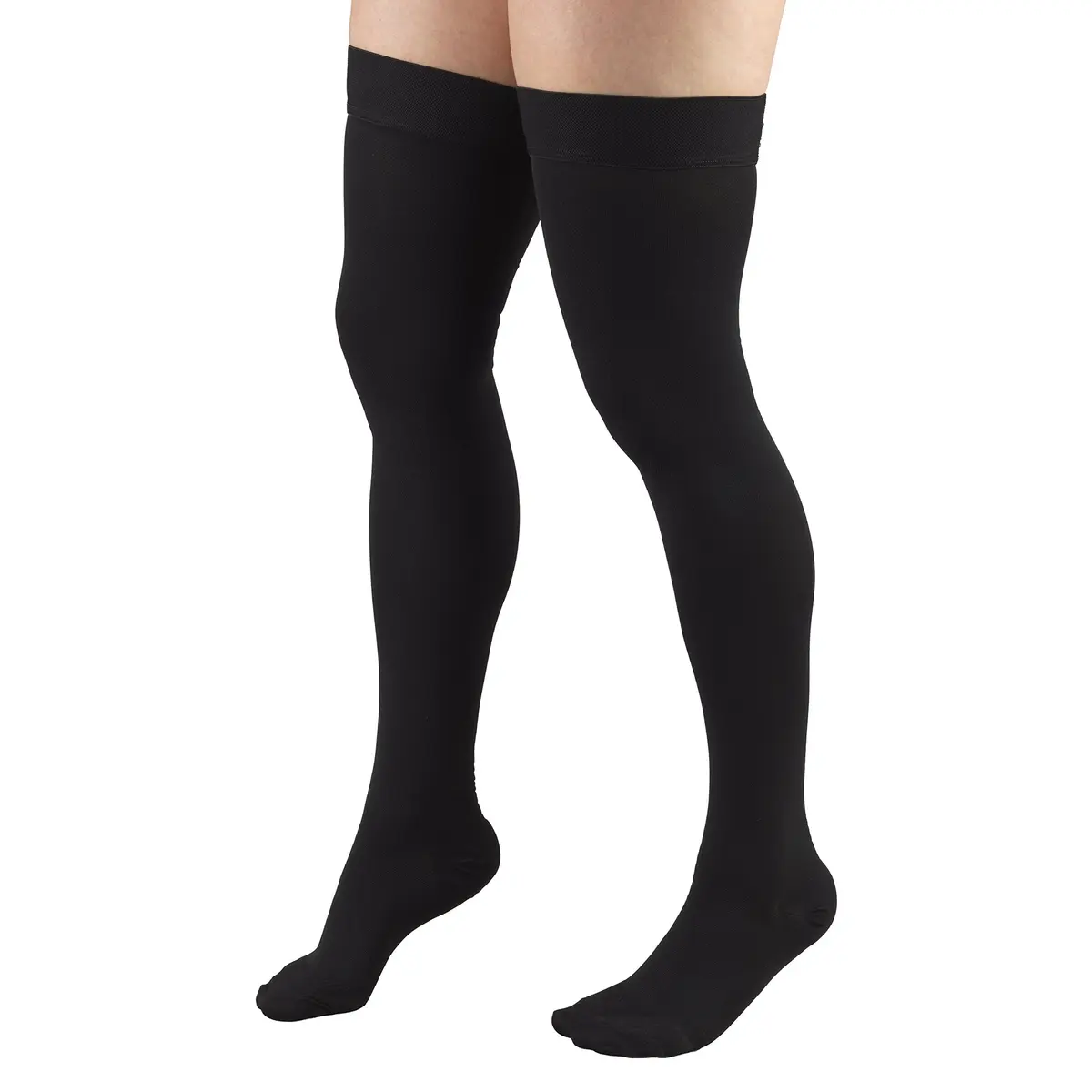 Truform 20-30 Mmhg Compression Stockings for Men & Women | Thigh High, Dot Top, Closed Toe, Black, Large - view 6