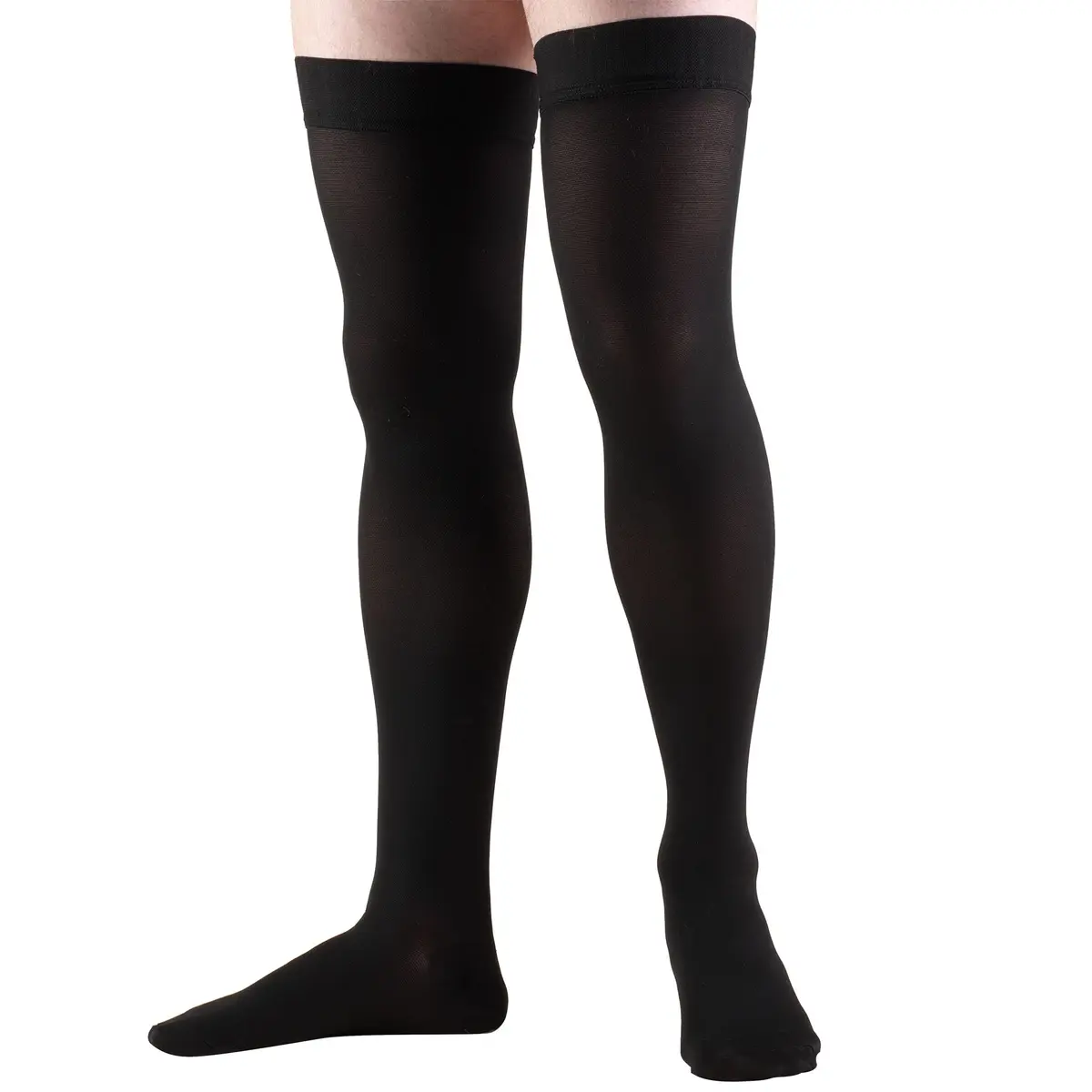 Truform 20-30 Mmhg Compression Stockings for Men & Women | Thigh High, Dot Top, Closed Toe, Black, Large - view 7
