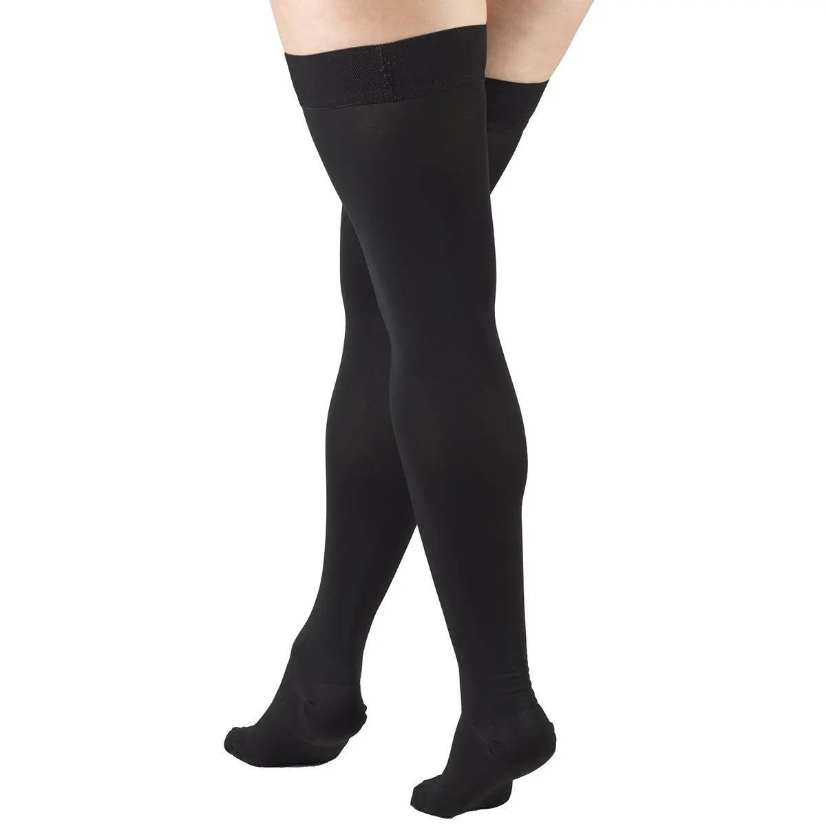 Truform 20-30 Mmhg Compression Stockings for Men & Women | Thigh High, Dot Top, Closed Toe, Black, Large - view 2