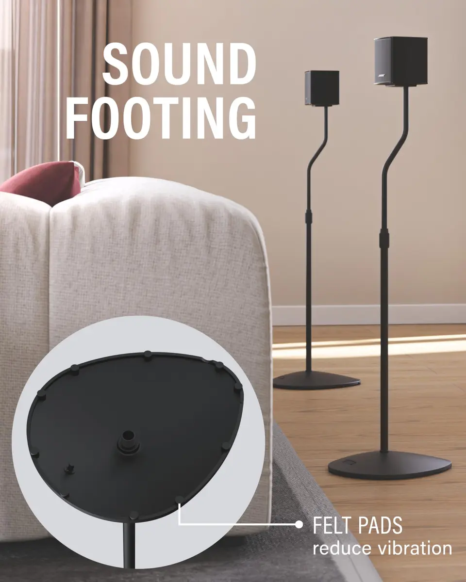 Sanus HTBS Adjustable Speaker Stands Pair for Satellite & Bookshelf Speakers – 28"-38" Height – Black - view 8