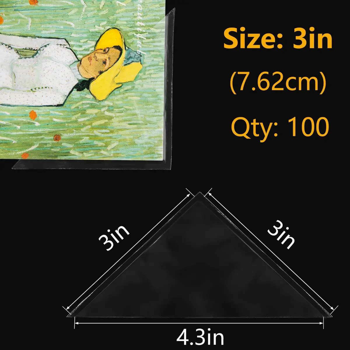 Lineco Self-Adhesive Polypropylene Mounting Corners 3 Inch | Acid-Free, Archival Quality, 100 PCS - view 5