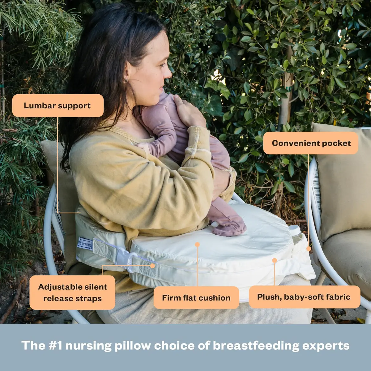 My Brest Friend Deluxe Nursing Pillow with 100% Organic Cotton Slipcover | Ergonomic Support for Breastfeeding - view 2