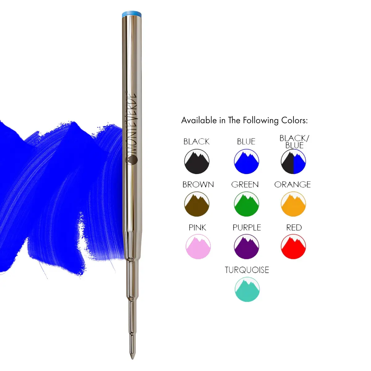 Monteverde Ballpoint Refill to Fit Montblanc, Medium, Blue, 2 Pack | Smooth, Vibrant Ink for Professional & Personal Use - view 4