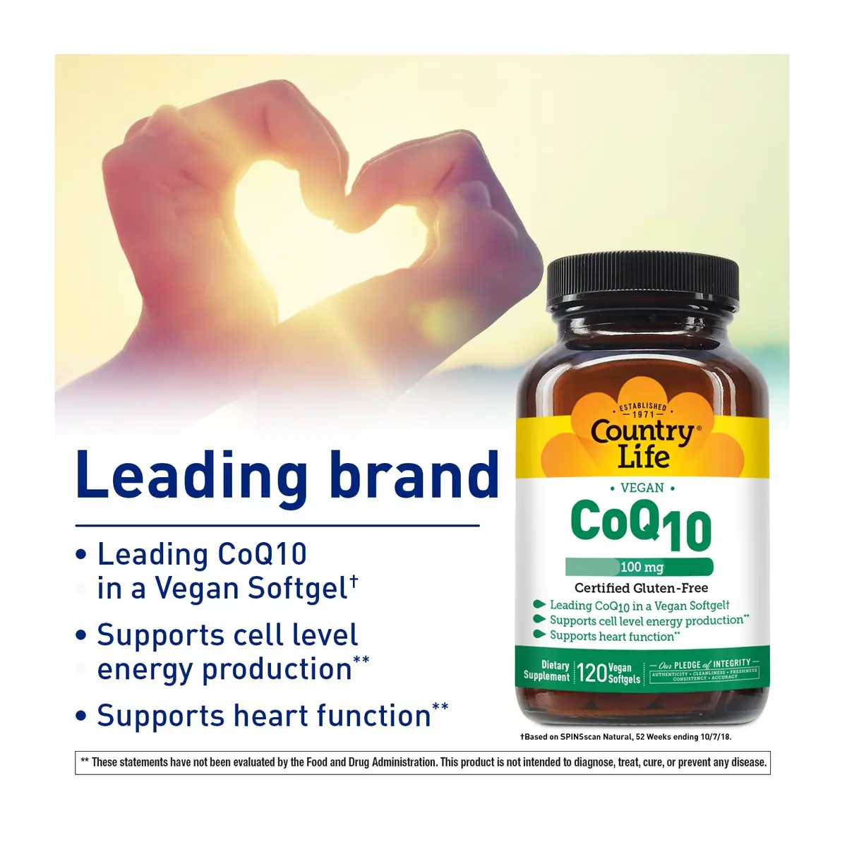 Country Life Vegan CoQ10 100 mg | Supports Heart & Cell Energy, 120 Softgels, Gluten-Free - view 2