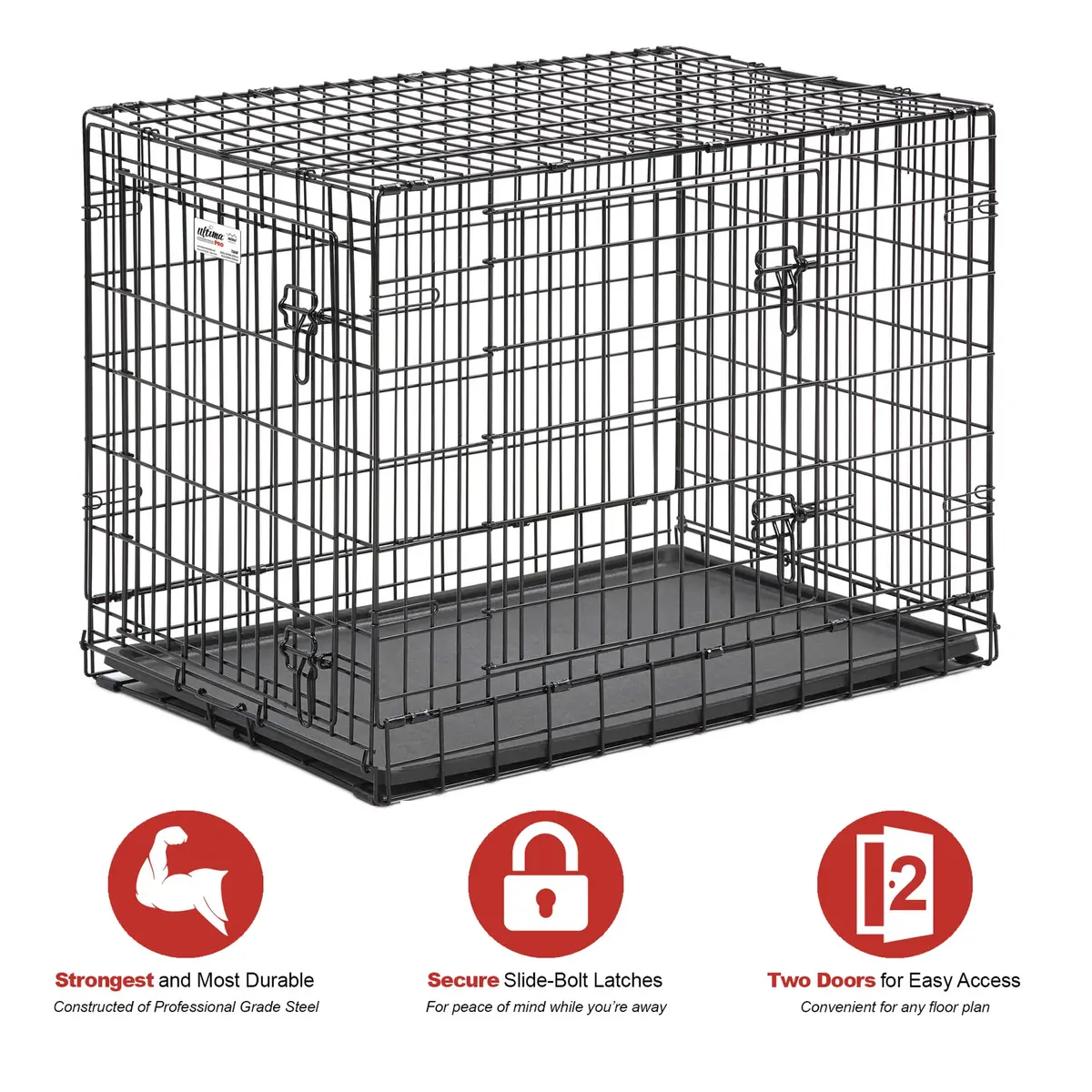 MidWest Homes for Pets Ultima Pro 36-Inch Dog Crate | Heavy-Duty Steel Double Door Pet Cage for Medium to Large Breeds - view 2