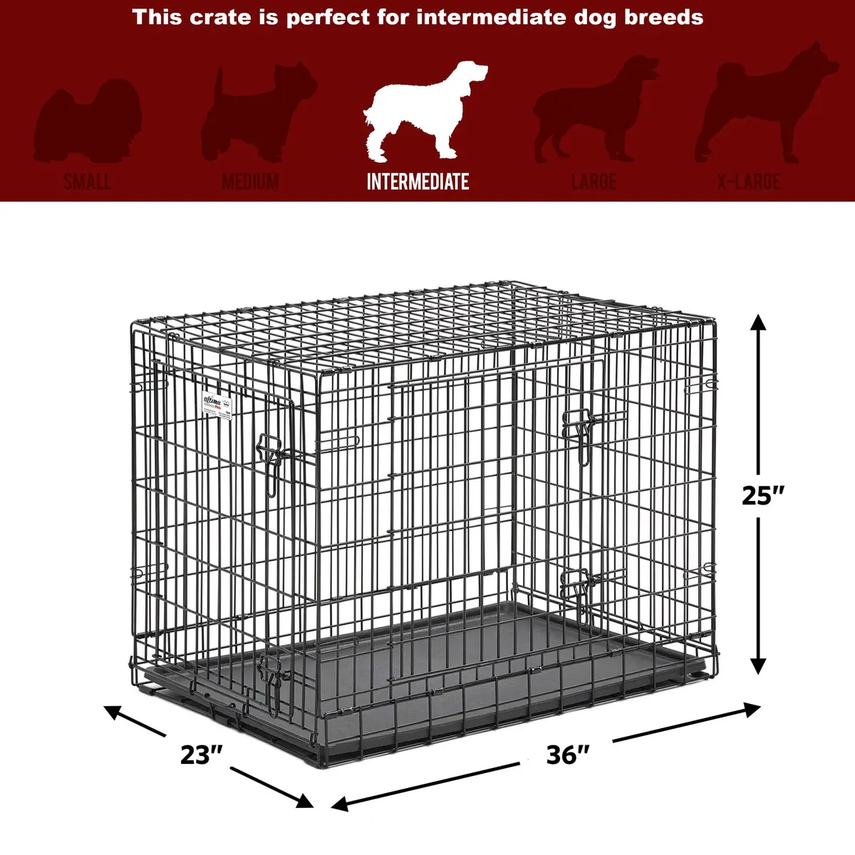 MidWest Homes for Pets Ultima Pro 36-Inch Dog Crate | Heavy-Duty Steel Double Door Pet Cage for Medium to Large Breeds - view 4