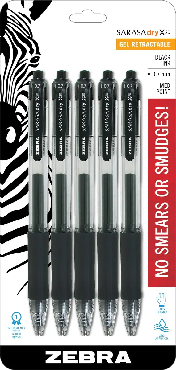Zebra Sarasa Dry X20 Retractable Gel Pen 0.7mm | Smudge-Free, Vibrant Ink, Left-Hand Friendly - main product image