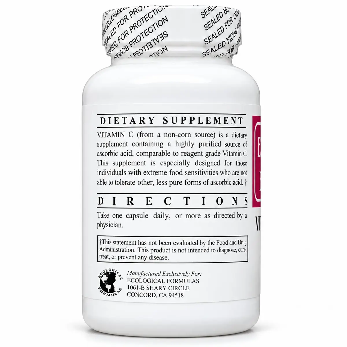 Ecological Formulas Vitamin C-1000 Capsules 120 Count | High Potency, Gluten-Free, Adult Dietary Supplement - view 3
