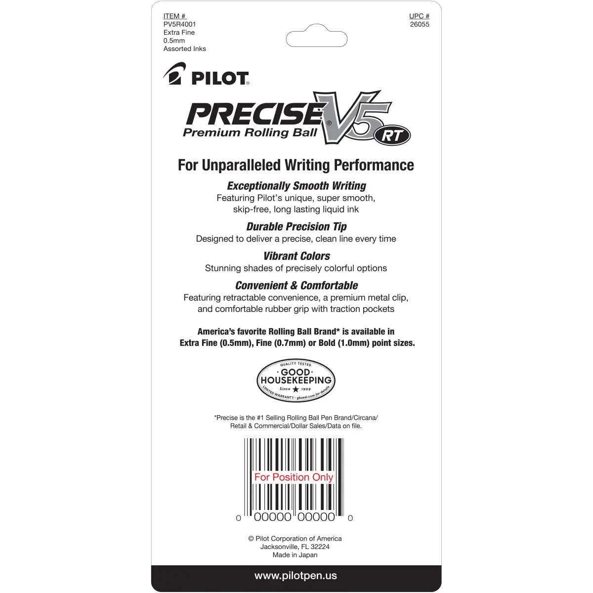 Pilot Precise V5 RT Rolling Ball Pens 0.5mm Extra Fine Point 4-Count | Smooth Ink Flow for School, Journaling & Office Writing - view 2