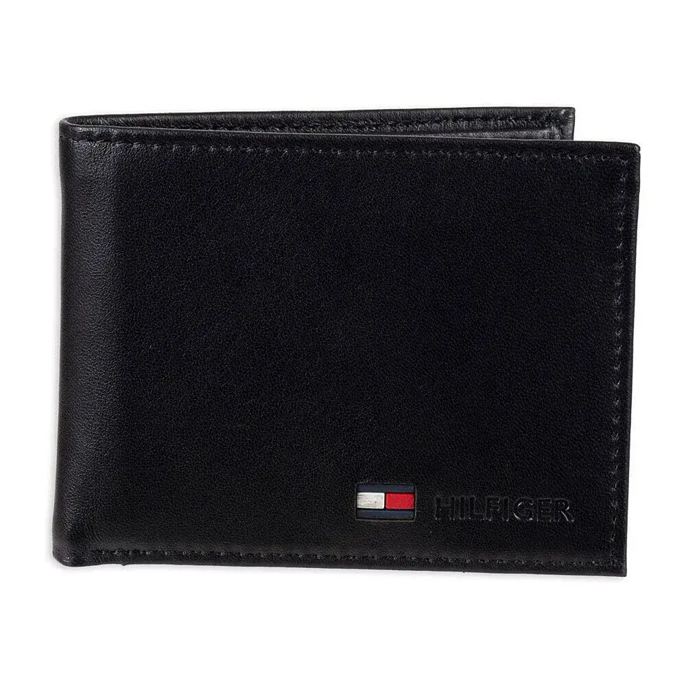 Tommy Hilfiger Slim Leather Passcase Wallet With Removable ID Window Black Stockton | Genuine Leather Bifold Wallet for Men - main product image