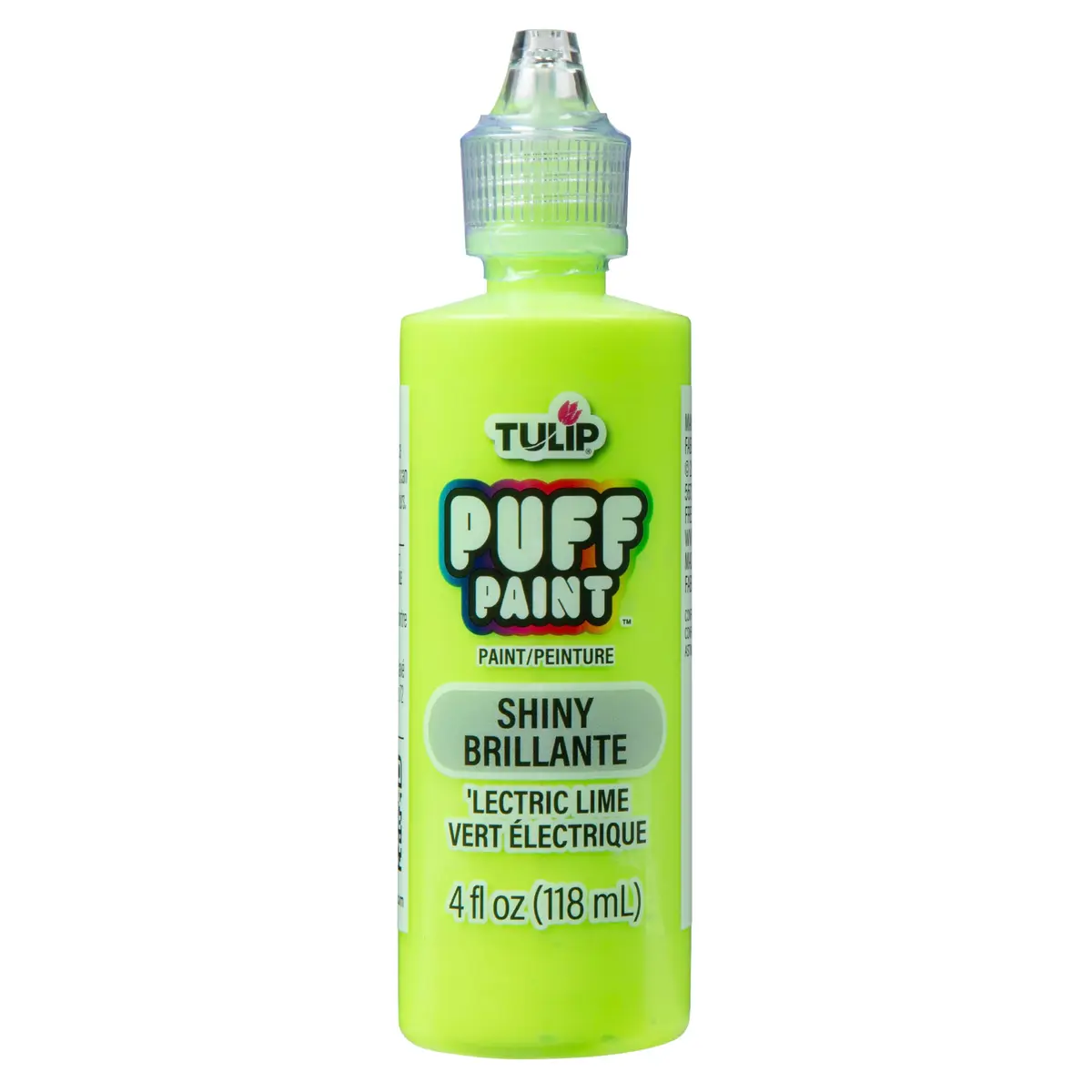 Tulip Puff Fabric Paint Shiny 'Lectric Lime 118ml (4 fl oz) | Permanent Craft Paint for Clothes, DIY Projects - main product image