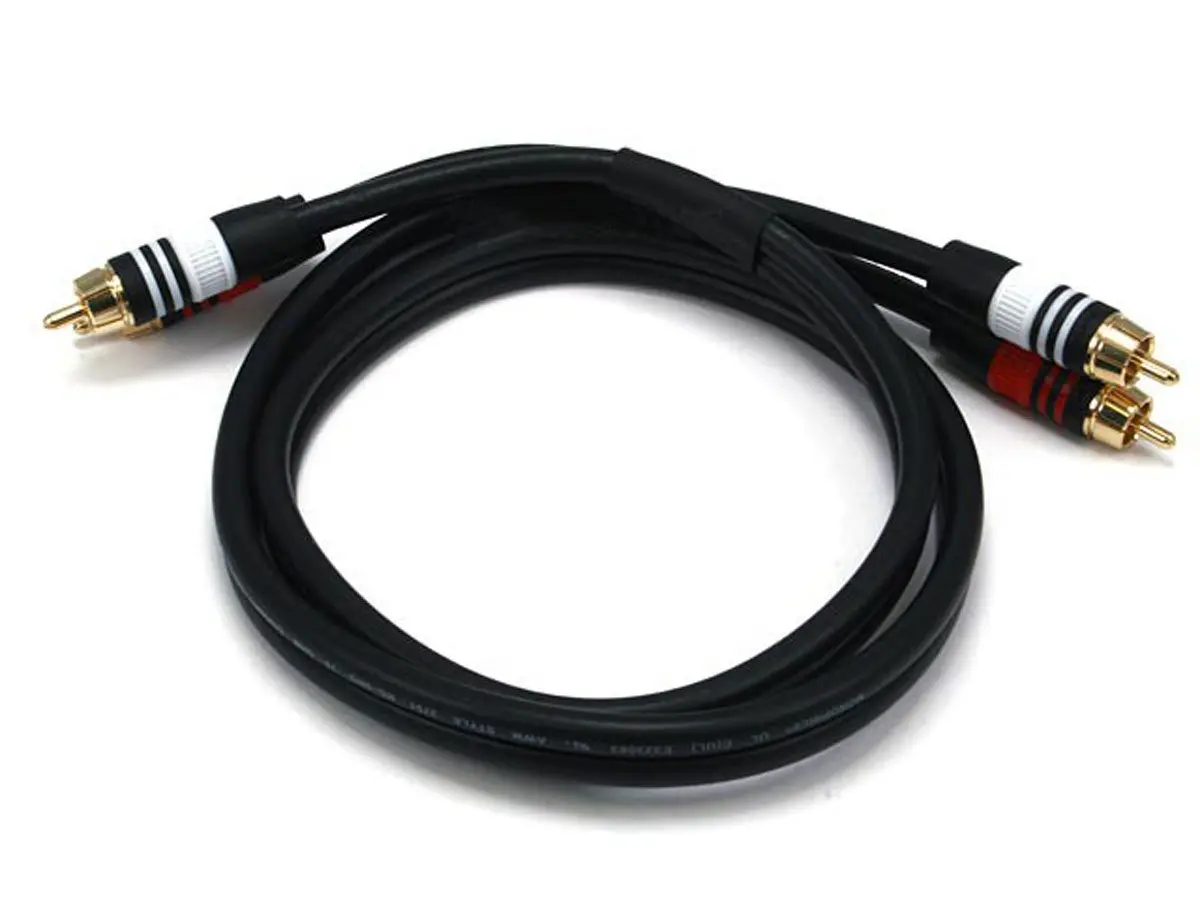 Monoprice Premium Two-Channel Audio Cable 3ft Black | Gold-Plated RCA Connectors - main product image