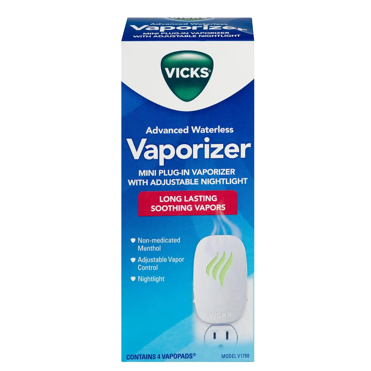 Vicks Waterless Vaporizer with Nightlight | Soothing Menthol Vapors for Cold & Congestion Relief (Pack of 1, White) - view 5