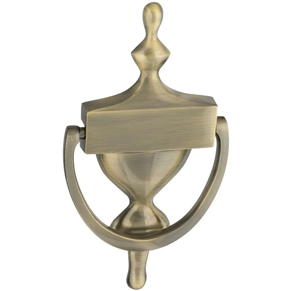 National Hardware N336-156 V1914 Door Knocker in Antique Brass,7" | Decorative Brass Door Accessory - main product image