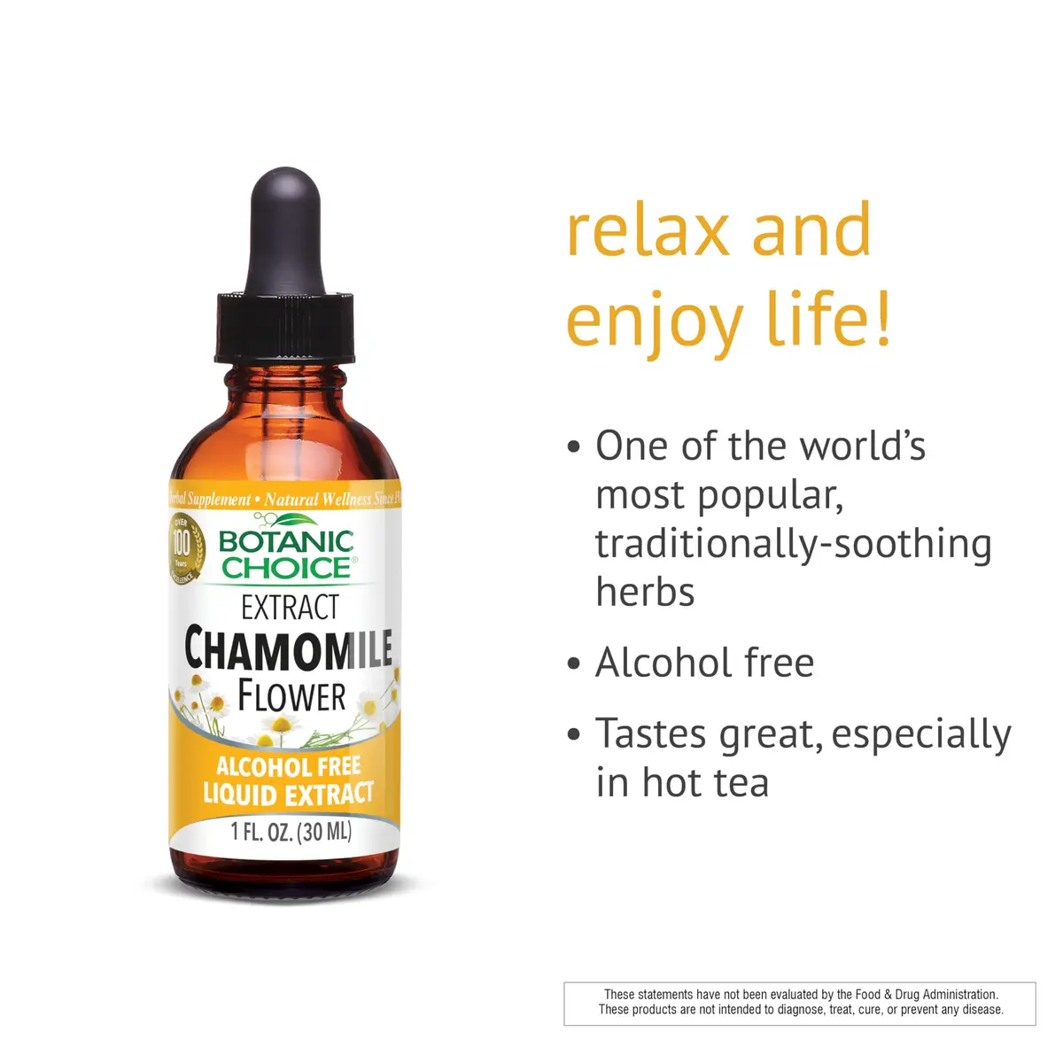 Botanic Choice Chamomile Flower Alcohol Free Liquid Extract 1 Fl Oz | Calming Herb for Relaxation - view 3