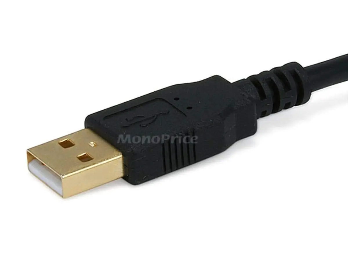 Monoprice 6' USB 2.0 A Male to Mini-B 5 Pin Male Cable with Ferrite Core and Gold Plated, Black | Fully Shielded, 28/24AWG - view 2