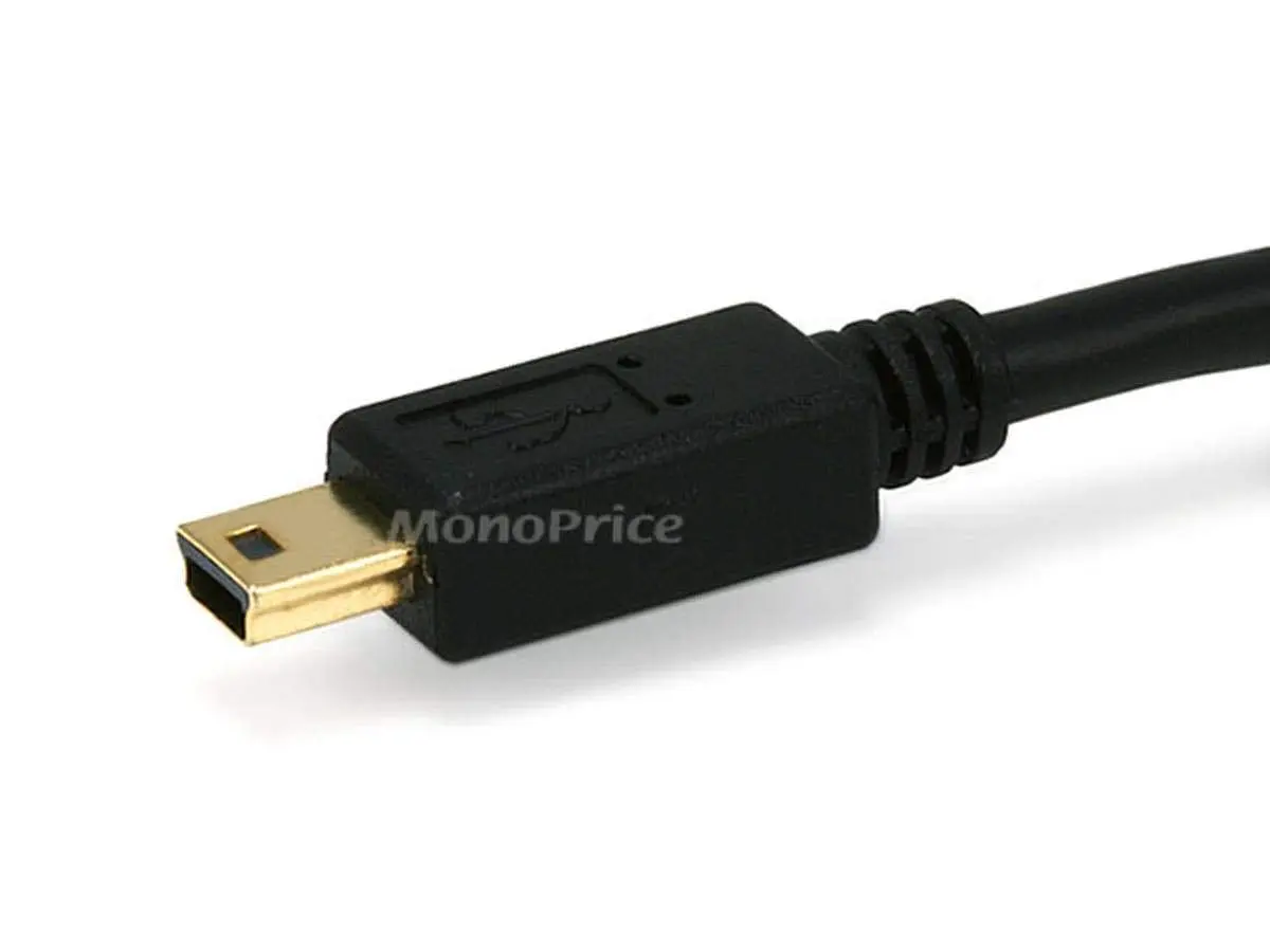Monoprice 6' USB 2.0 A Male to Mini-B 5 Pin Male Cable with Ferrite Core and Gold Plated, Black | Fully Shielded, 28/24AWG - view 3