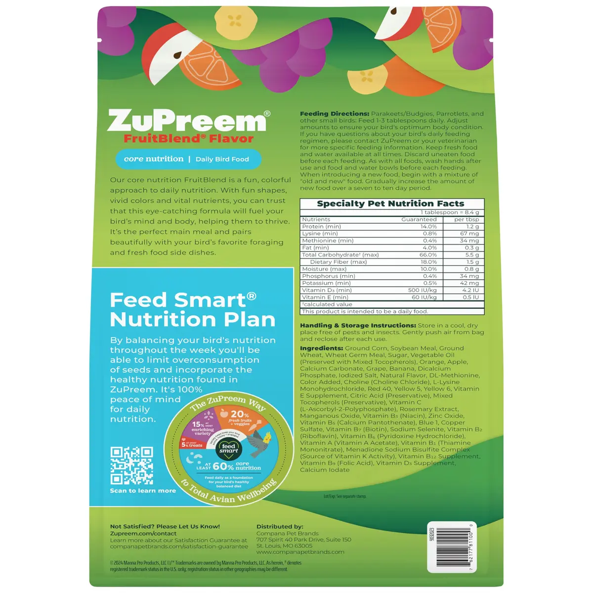 ZuPreem FruitBlend Parakeet & Budgie Food 4.54 kg (10 lb) | Complete Nutrition for Small Birds - view 8