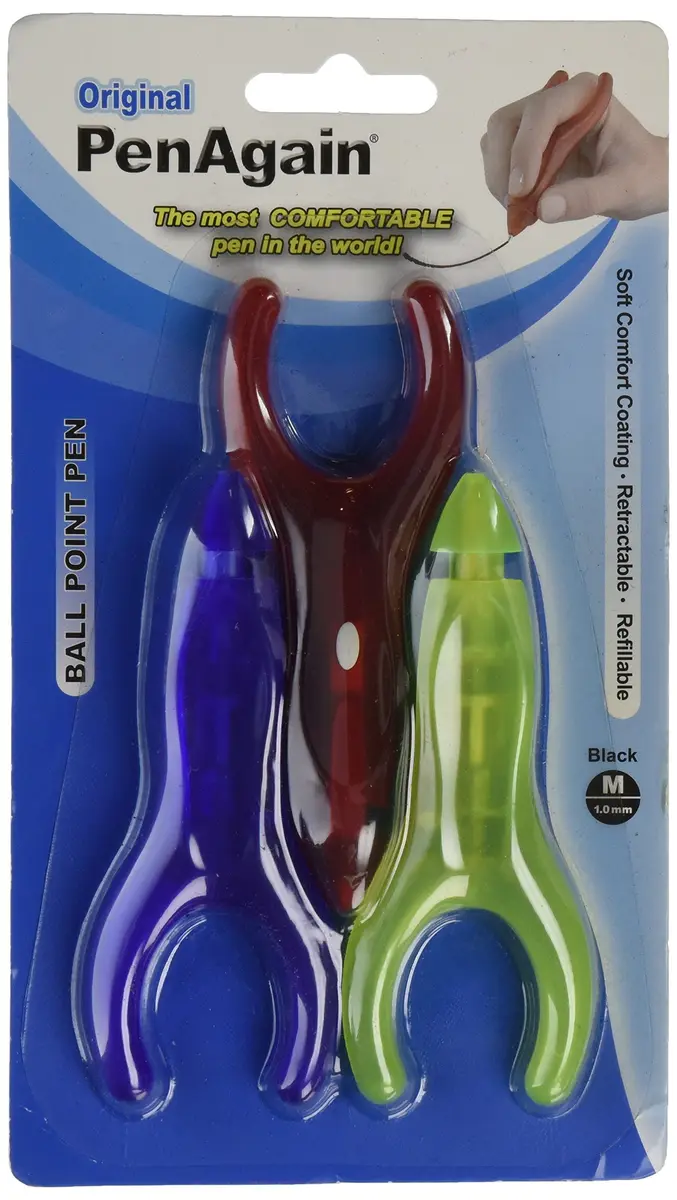 PenAgain Ergonomic Wishbone Ballpoint Pens 3 Count (Pack of 1) | Smooth Ink Flow for Students & Office - main product image