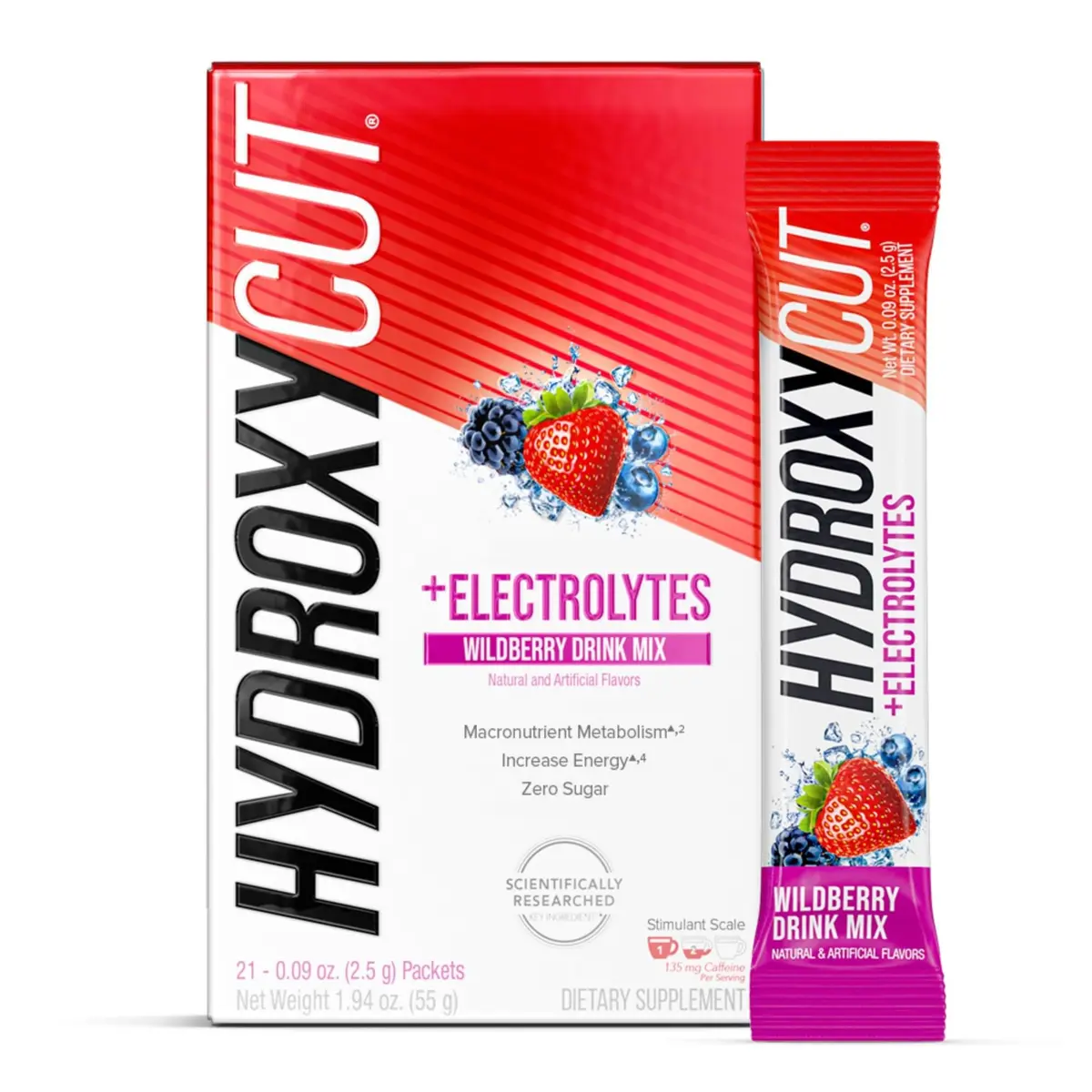 Hydroxycut Drink Mix Wildberry Blast 21 Stick Packs | Metabolism & Energy Support with Caffeine - main product image