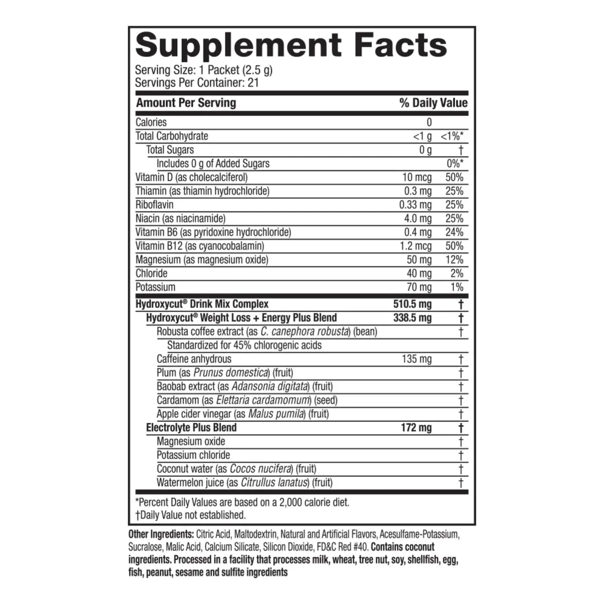 Hydroxycut Drink Mix Wildberry Blast 21 Stick Packs | Metabolism & Energy Support with Caffeine - view 2