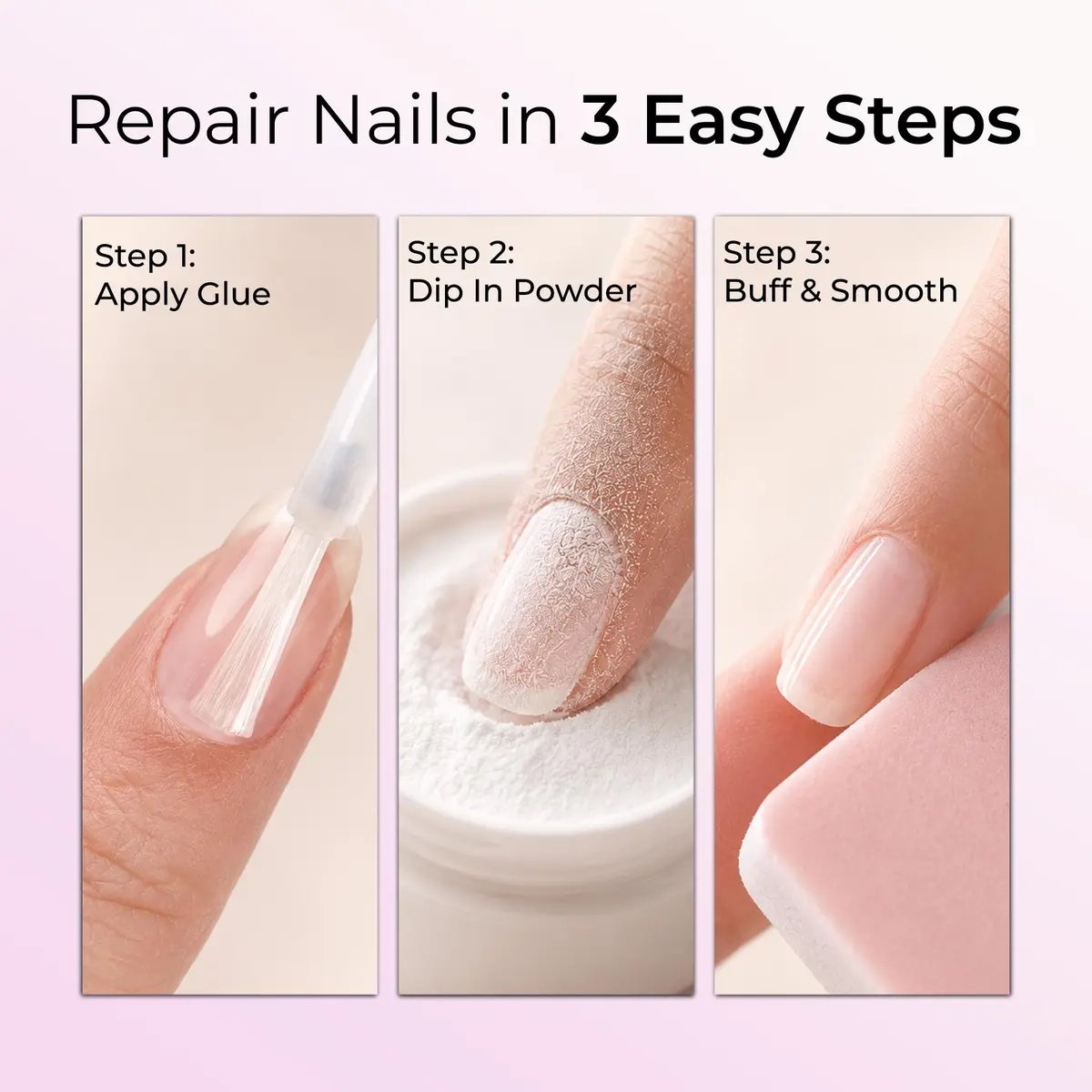 Orly Nail Rescue Kit | Repairs Cracked, Broken Nails | Compact Kit with Nail Glue, Powder & Buffer for Flawless Nails - view 3