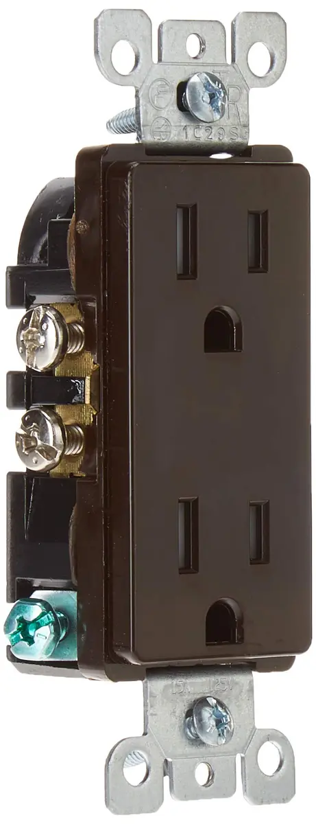 Leviton 15 Amp Decora Tamper-Resistant Electrical Wall Outlet, T5325, Brown | Child-Safe, Grounded, Heavy-Duty - view 2