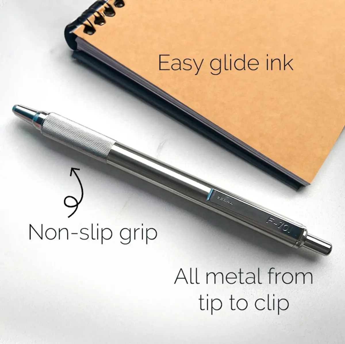Zebra Pen STEEL F-701 Retractable Ballpoint Pen, Black Ink, 0.8mm, 1-Pack | Smooth Writing Metal Pen - view 3