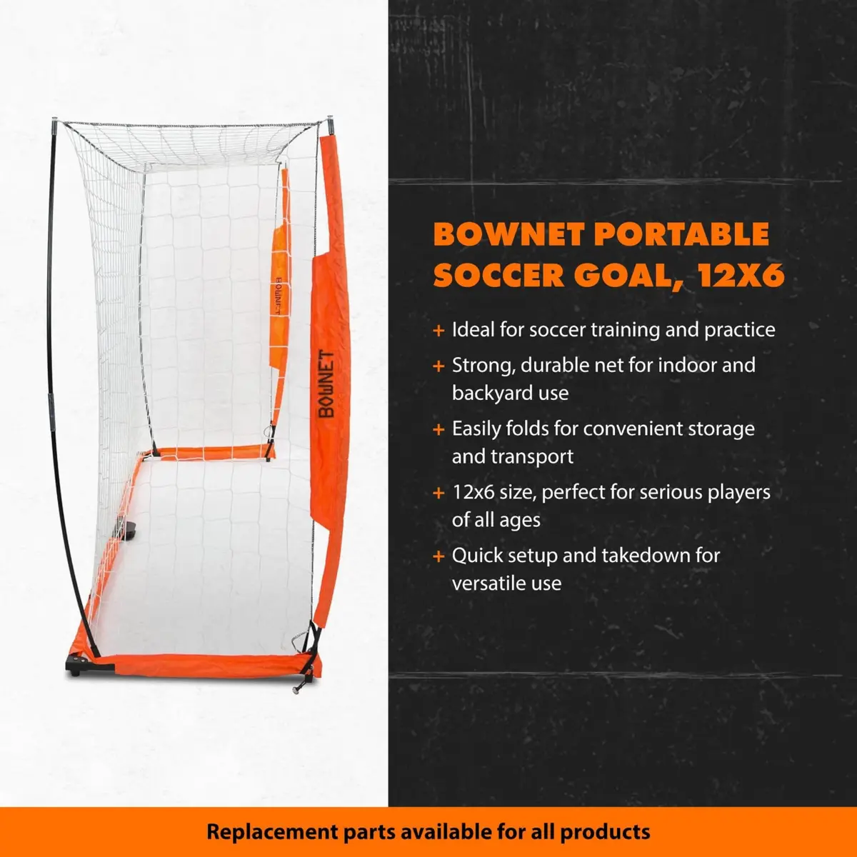 Bownet Folding Soccer Goal, Pop-Up Net with Carry Bag - 6'H x 12'W | Portable, Durable Steel Frame for Indoor & Outdoor Play - view 2
