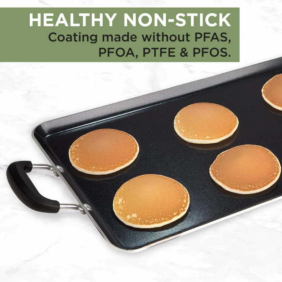 Ecolution Artistry Nonstick Double Burner Griddle 12" x 18" | Easy To Clean, Dishwasher Safe, Cool Touch Handle - view 2