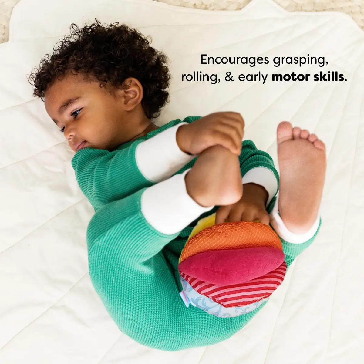 HABA Rainbow Baby Ball - 15cm (6") Machine Washable Sensory Toy | Ideal Baby Toy for Teething, Tummy Time Toys for Ages 6 Months & up - view 3