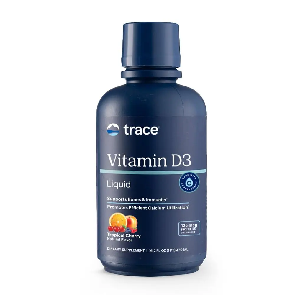 Trace Minerals Liquid Vitamin D3 Tropical Cherry 16 fl oz | Supports Bone & Immune Health - main product image