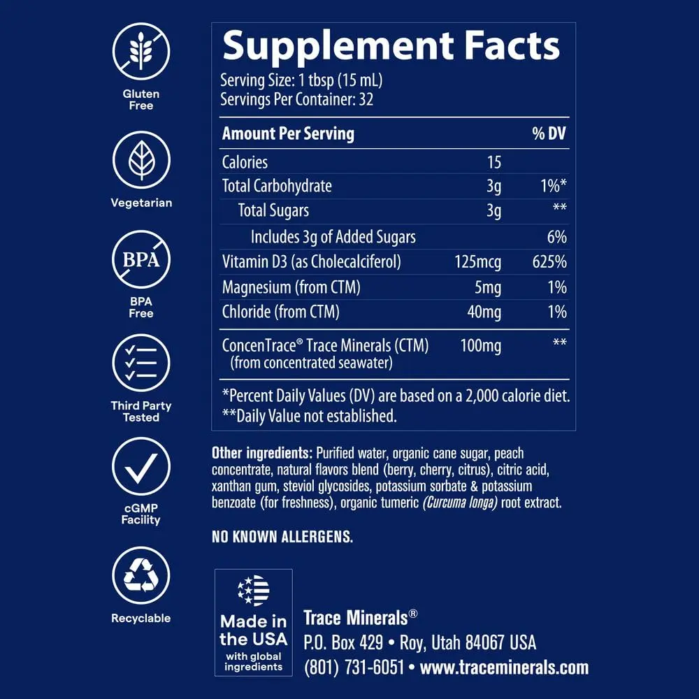 Trace Minerals Liquid Vitamin D3 Tropical Cherry 16 fl oz | Supports Bone & Immune Health - view 3