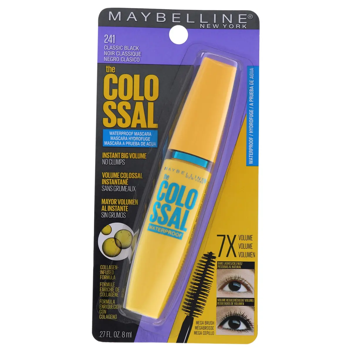 Maybelline Mascara Volum' Express The Colossal Waterproof 0.27 Fl Oz | Clump-Free, Thickening, Collagen Infused - main product image