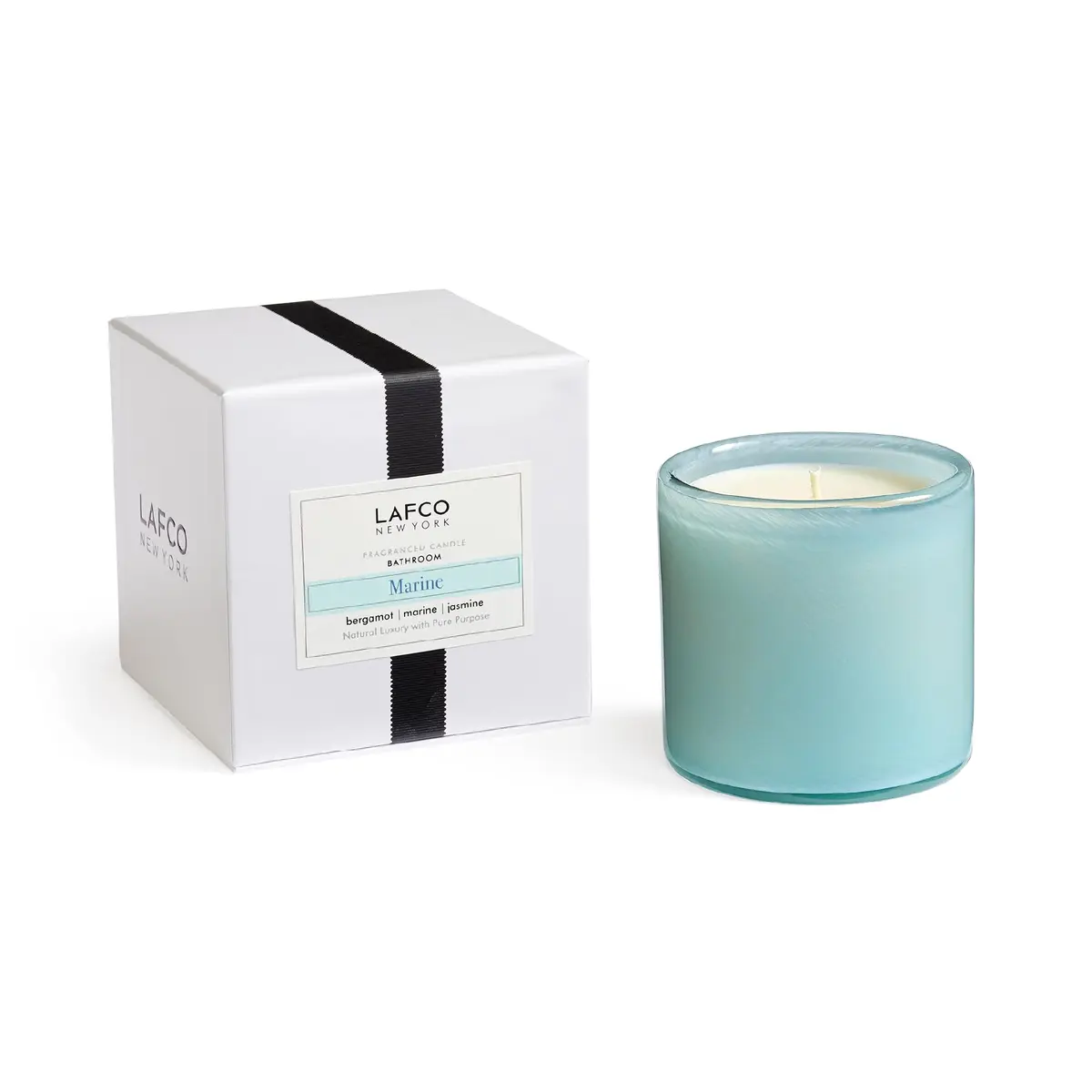 LAFCO NEW YORK Signature Candle, Marine - 15.5 oz - 90-Hour Burn Time - Reusable, Hand Blown Glass Vessel - Made in The USA - main product image