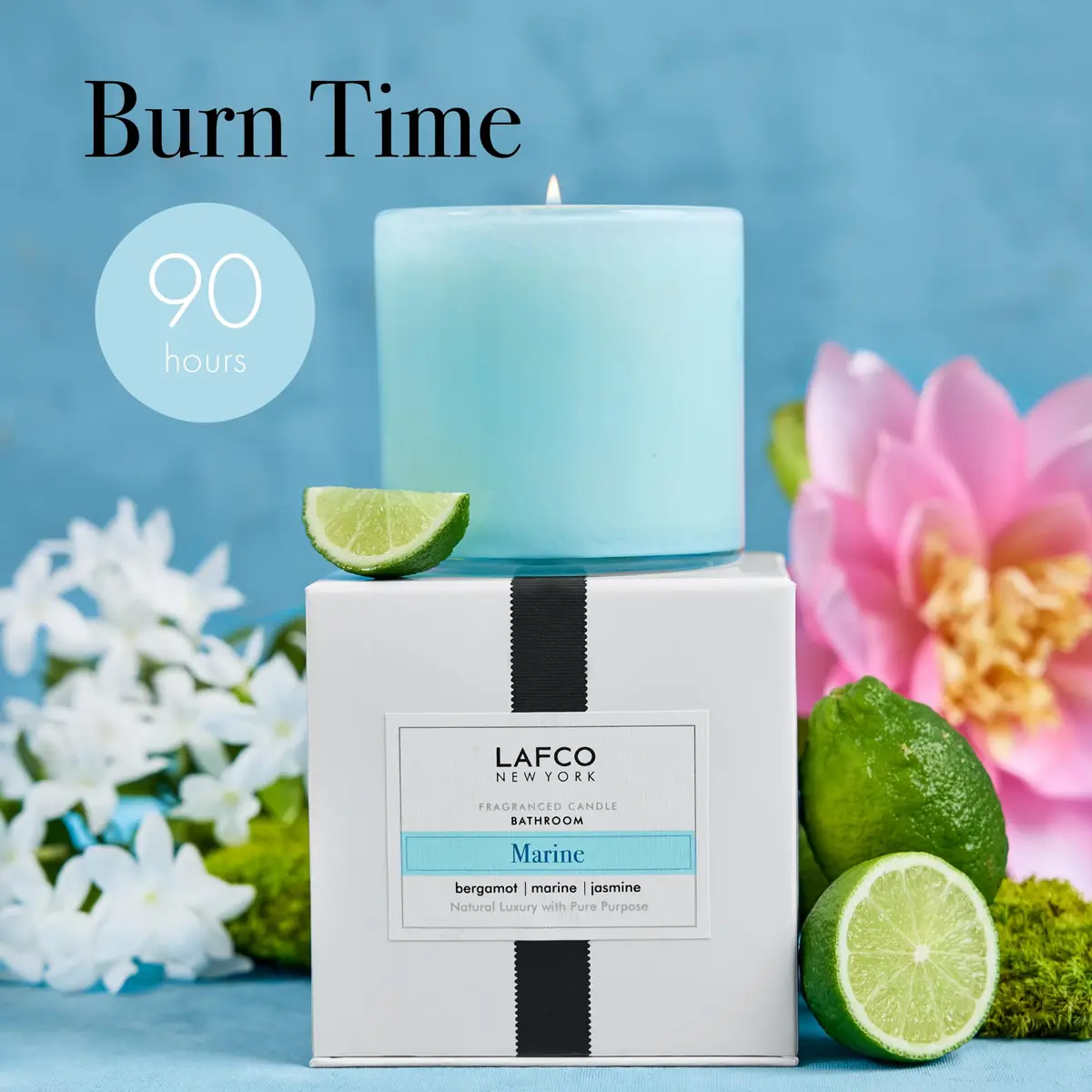 LAFCO NEW YORK Signature Candle, Marine - 15.5 oz - 90-Hour Burn Time - Reusable, Hand Blown Glass Vessel - Made in The USA - view 4