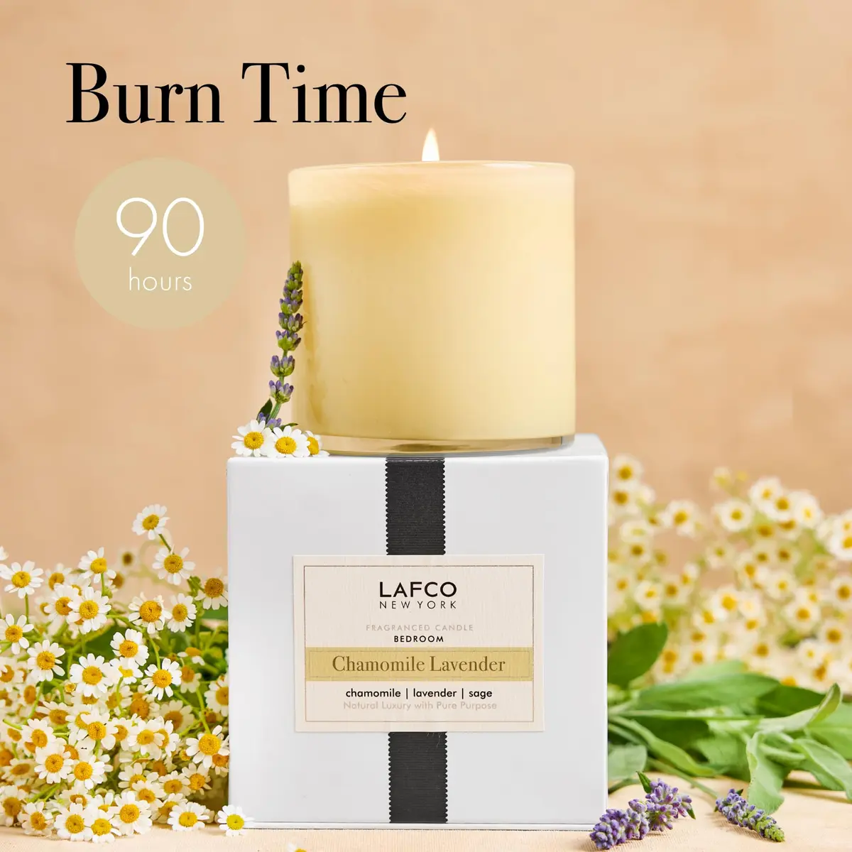LAFCO NEW YORK Signature Candle, Chamomile Lavender | 15.5 oz, 90-Hour Burn, Reusable Glass Vessel, Made in the USA - view 4