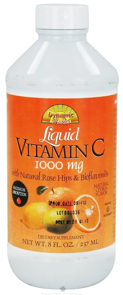 Dynamic Health Vitamin C 1000 mg | Natural Citrus Flavor, 8 Fl Oz (Pack of 2) | Powerful Antioxidant Support - main product image