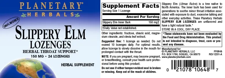 Planetary Herbals Slippery Elm Lozenges, Herbal Throat Support, 24 Lozenge - view 4