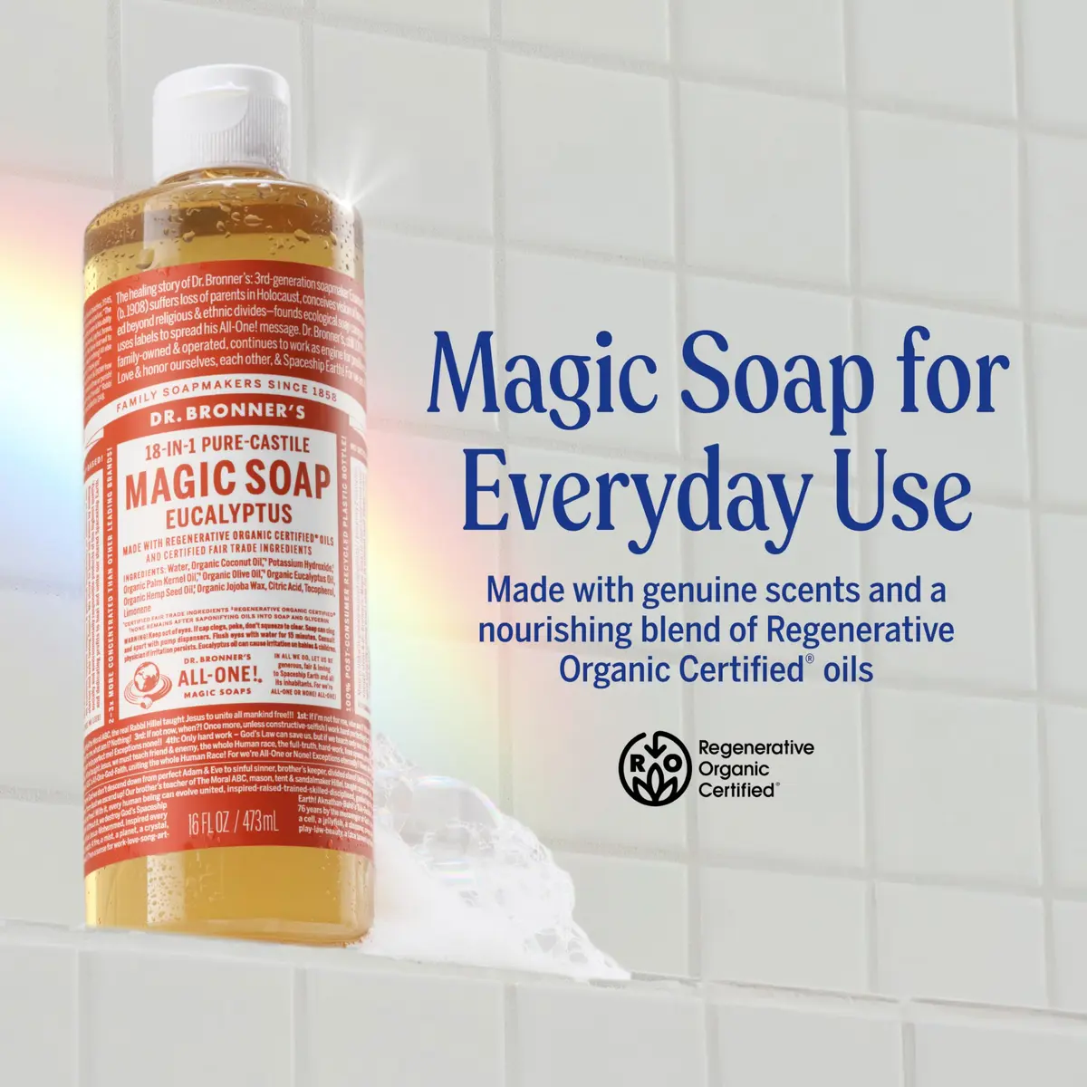 Dr. Bronner's Eucalyptus Pure-Castile Liquid Soap 237ml (8 Fl Oz) | Gentle & Biodegradable Body Wash - view 2