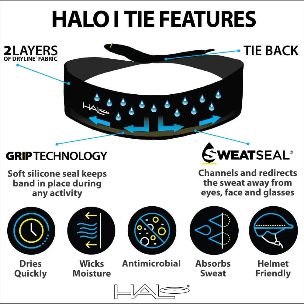 Halo Headband Halo I- Tie Sweatband for Men & Women | Moisture Wicking Dryline Fabric, Pink, One Size - view 3