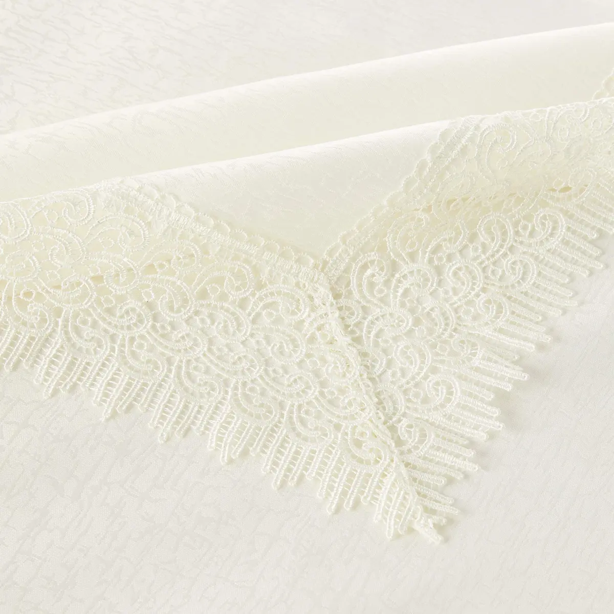Violet Linen Treasure Lace Tablecloth Ivory 70" x 120" (178 cm x 305 cm) | Elegant Lace Border for Dining Tables - view 3