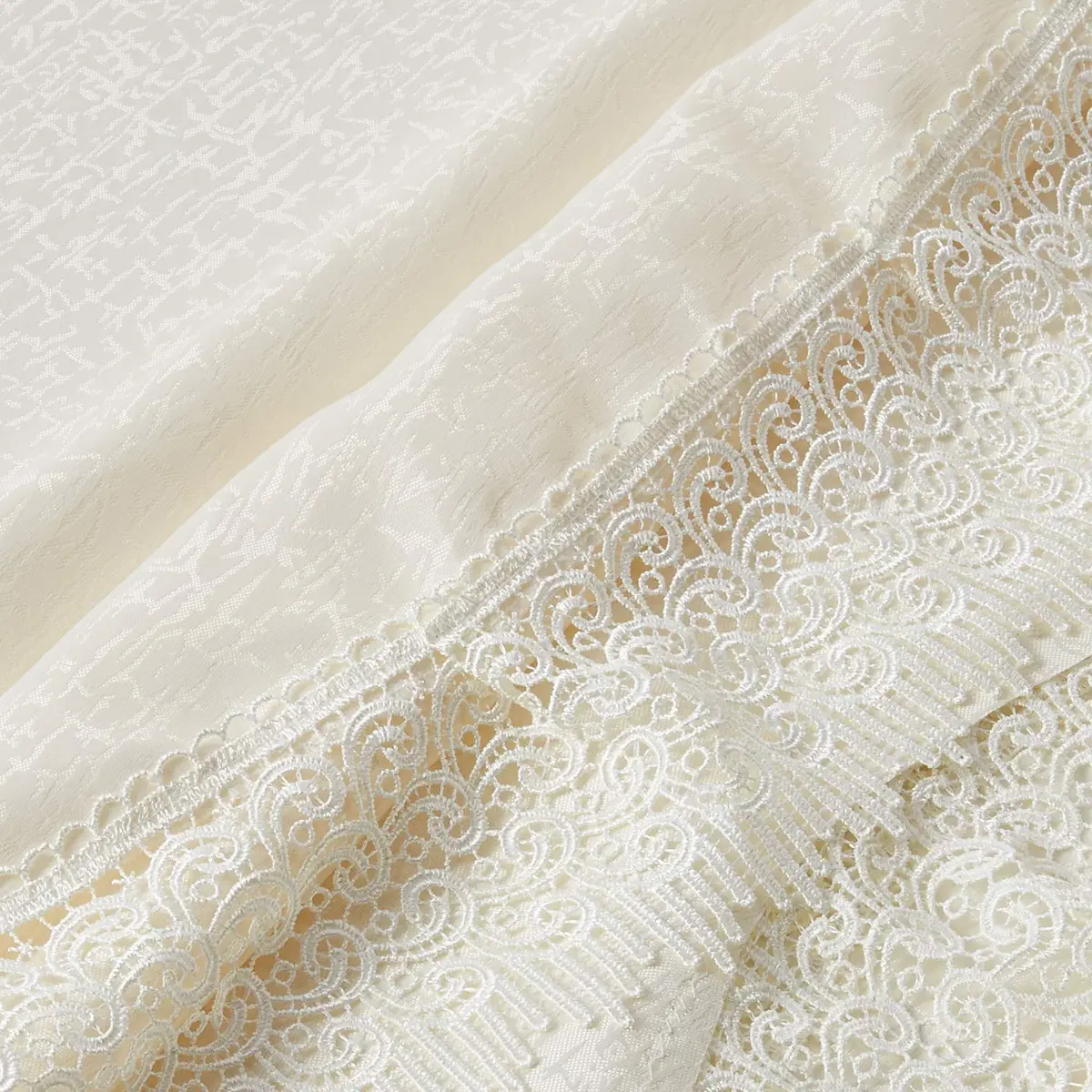 Violet Linen Treasure Lace Tablecloth Ivory 70" Round | Elegant Lace Border for Dining (70" Round, Ivory) - view 2