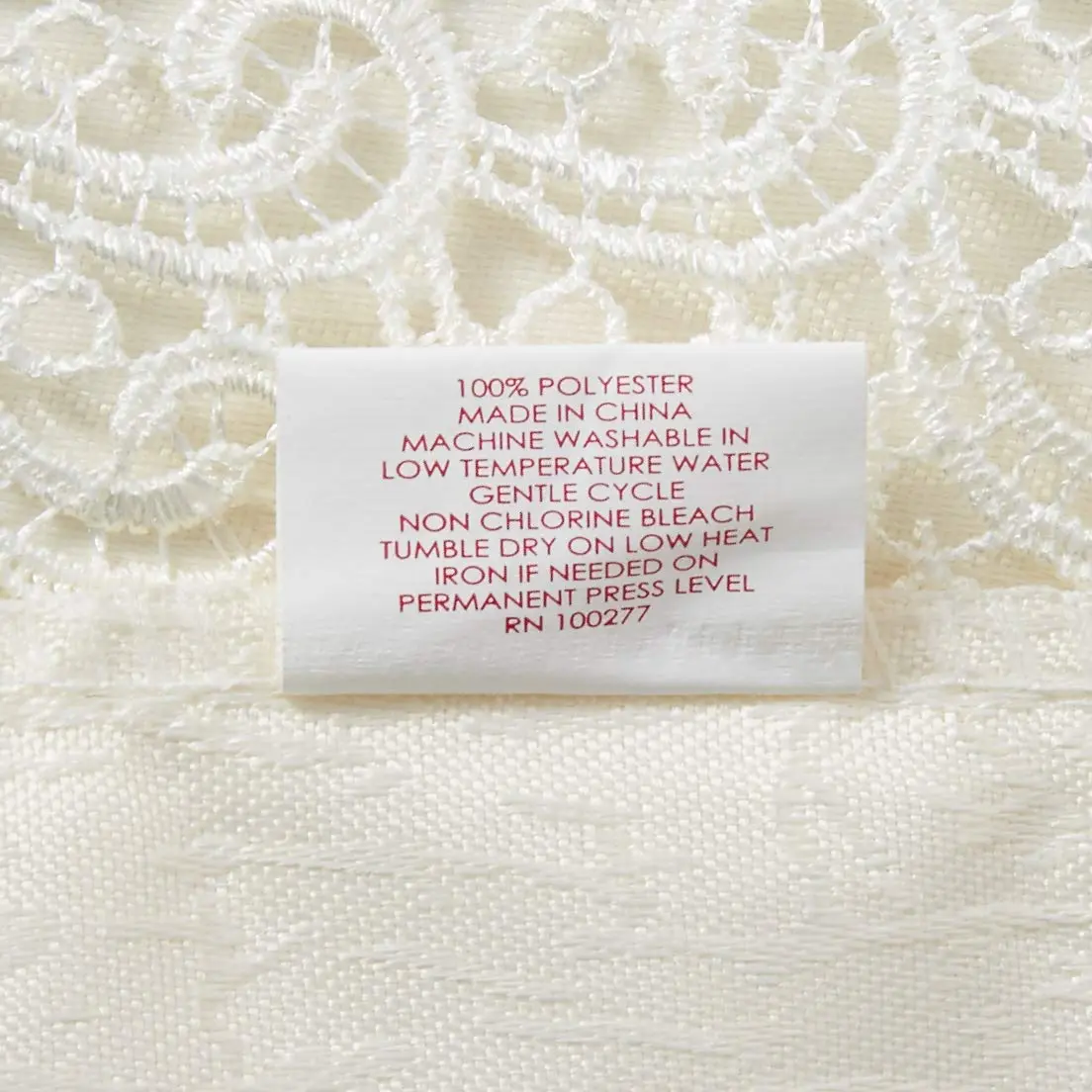 Violet Linen Treasure Lace Tablecloth Ivory 70" Round | Elegant Lace Border for Dining (70" Round, Ivory) - view 3