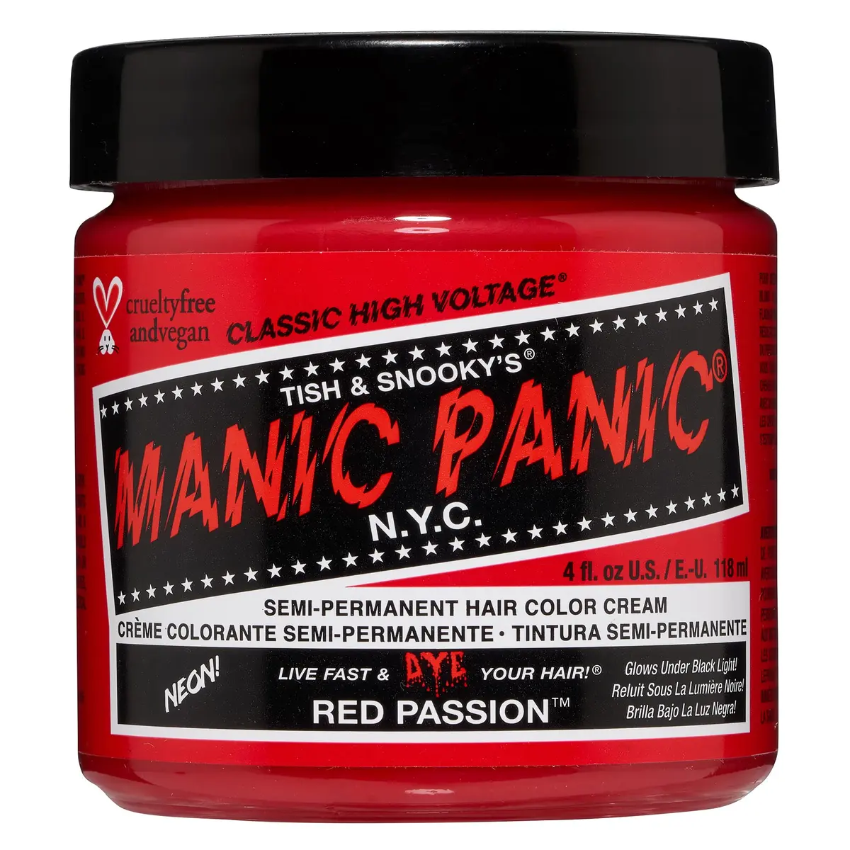MANIC PANIC Semi Permanent Red Hair Dye, Red Passion, 4 oz | Vibrant, Long-Lasting Color for DIY & Salon Use - main product image