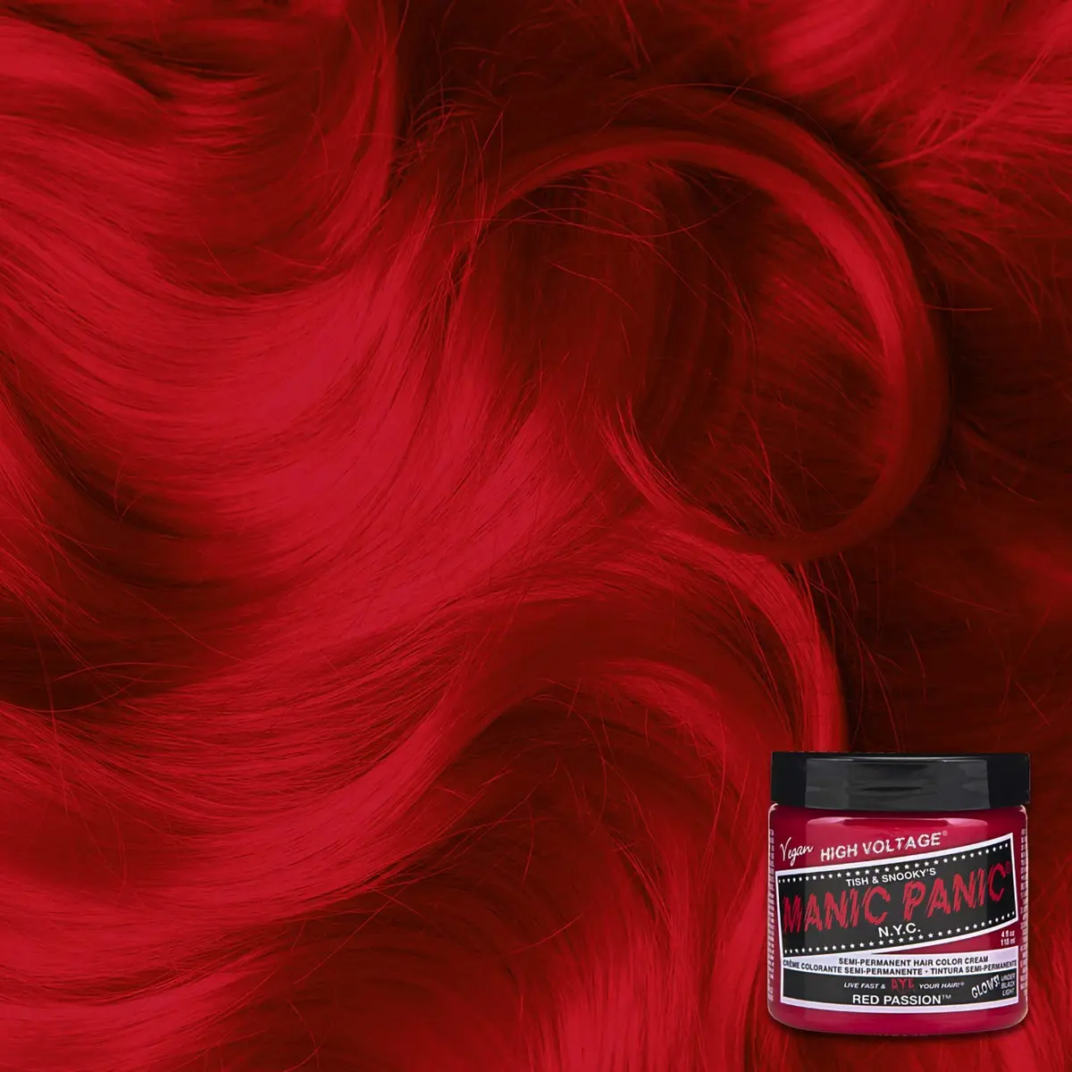 MANIC PANIC Semi Permanent Red Hair Dye, Red Passion, 4 oz | Vibrant, Long-Lasting Color for DIY & Salon Use - view 3