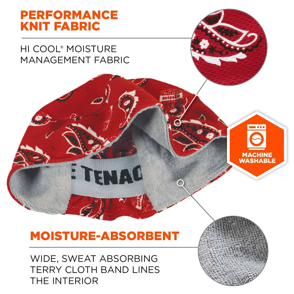 Ergodyne Chill Its 6630 Skull Cap, Terry Sweatband | Sweat-Wicking Summer Headwear for Men - view 2