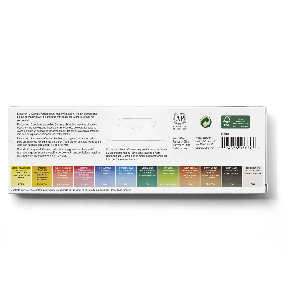 Winsor & Newton Cotman Watercolor Paint Set, 12 Half Pan Travel Tin | Artist Grade Watercolors for India - view 5